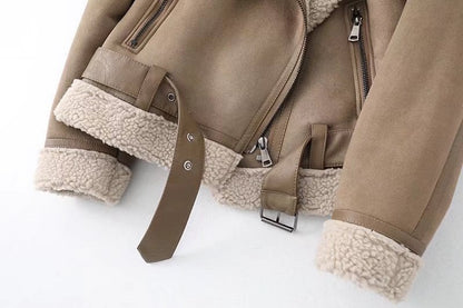 Polaire automne et hiver veste de fourrure en daim moto