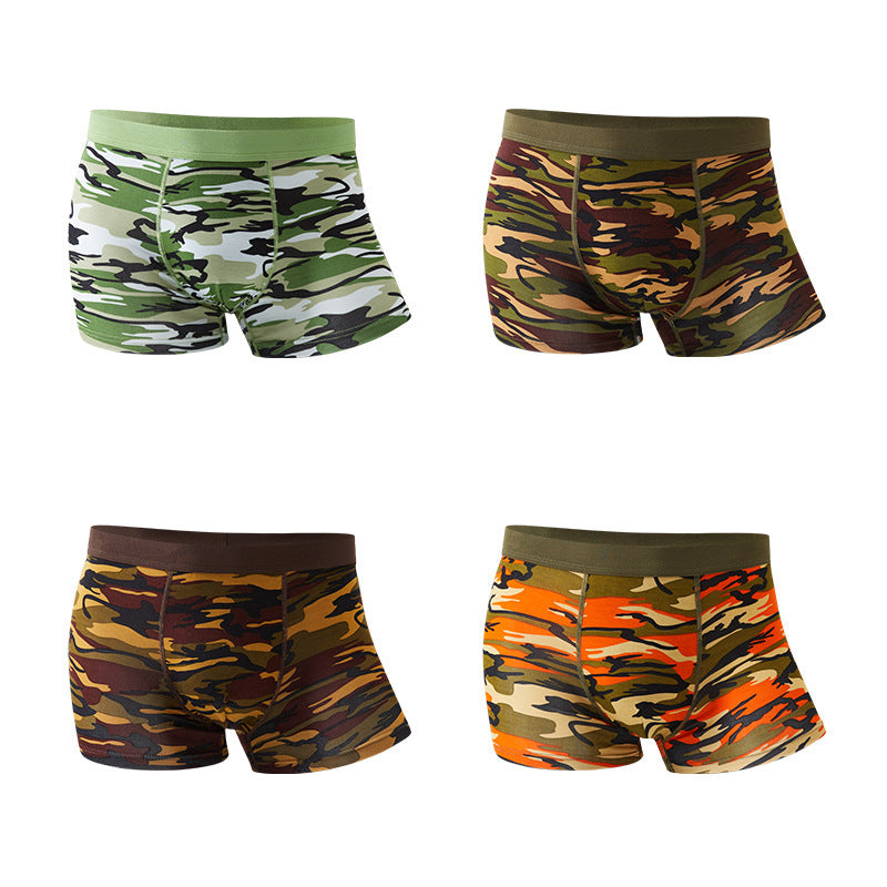 Kamouflage Herrunderkläder Modal Andningsbara Boxers Med Mellanhög Midja Mönstrade Boxers