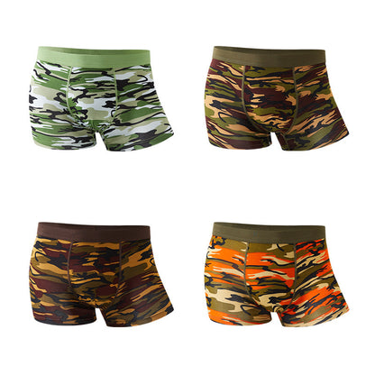 Kamouflage Herrunderkläder Modal Andningsbara Boxers Med Mellanhög Midja Mönstrade Boxers