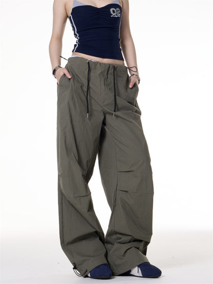 Retro Hot Girl Style Pleated Loose Casual Paratrooper Pants