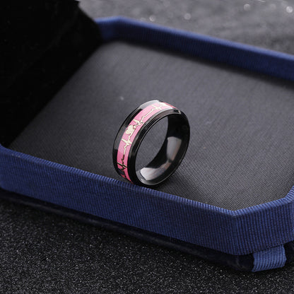 ECG Couple Carbon Fiber Ring Luminous Jewelry