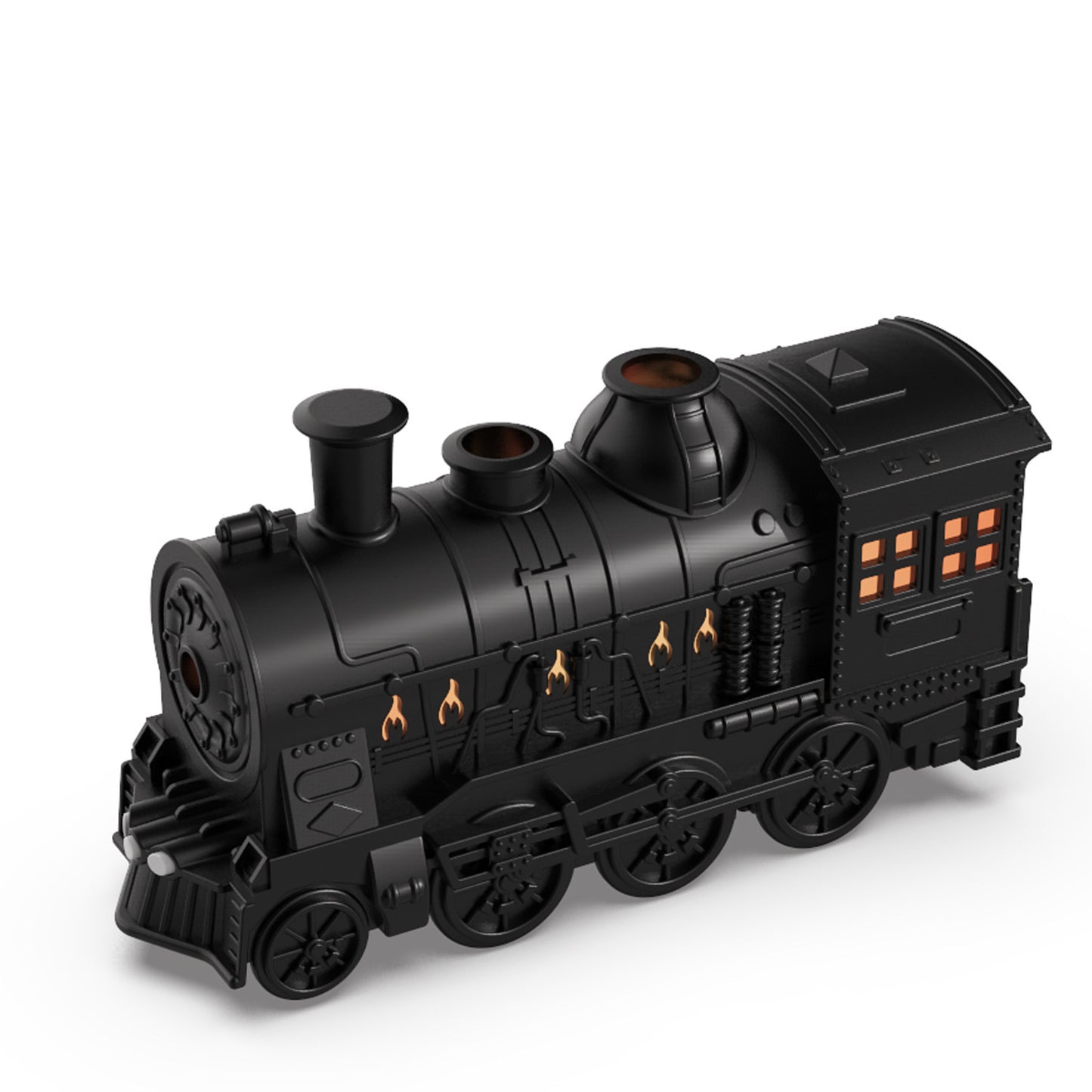 Train Shape Aromaterapi Diffuser Desktop eteriska oljor Spridare Rök Ring Dubbel Spray Ultraljud Luftfuktare Med LED-lampa