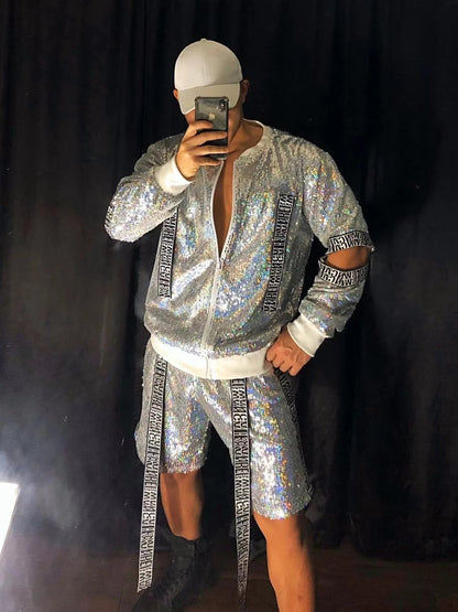 Men's Sequin Hip-hop Baseball Uniform Set