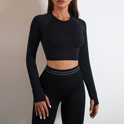 Pantalons de Yoga sans couture, Leggings de sport, Fitness ou hauts à manches longues, tenues de levage des fesses, vêtements d'entraînement minces