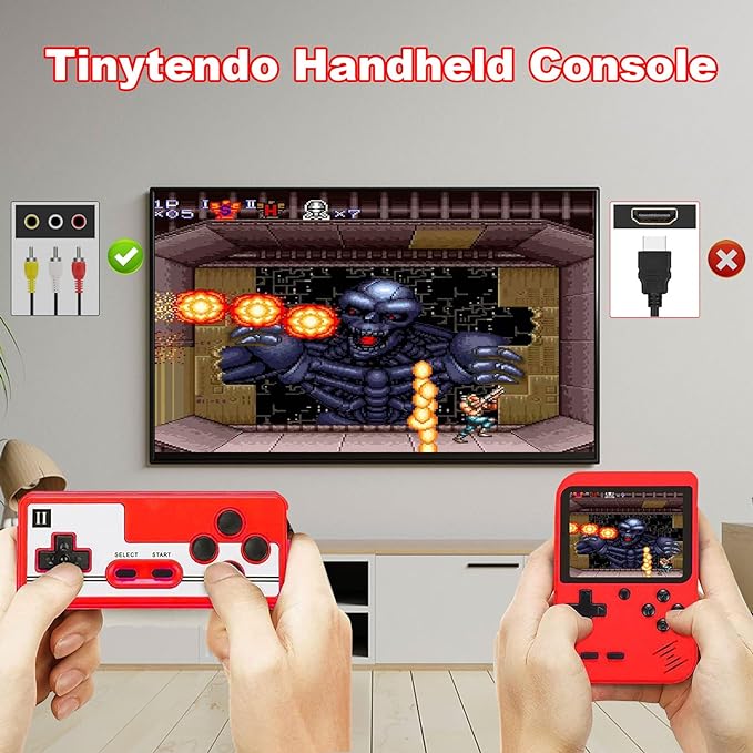 Handhållen spelkonsol, Tiny Tendo 400-spel, bärbar retro-videospelskonsol, Tinytendo handhållen konsol, 400 i 1-spelkonsol med spelkontroll, stöd för 2 spelare att spela på TV