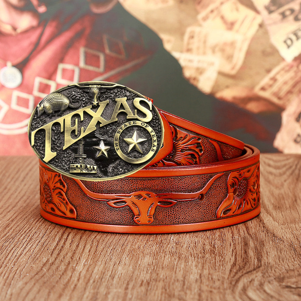 Men's And Women's Fashion Texas Cow Head Belts