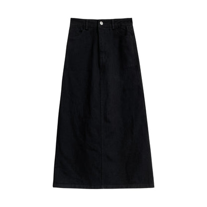 Women's Denim Skirt Straight Tube Versatile High Waist Slit One-piece Skirt Autumn