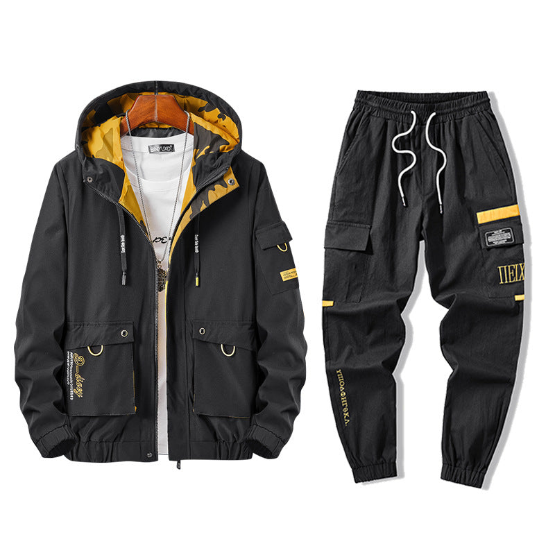 Men's Casual Jacket Workwear Pants Two-Piece Set