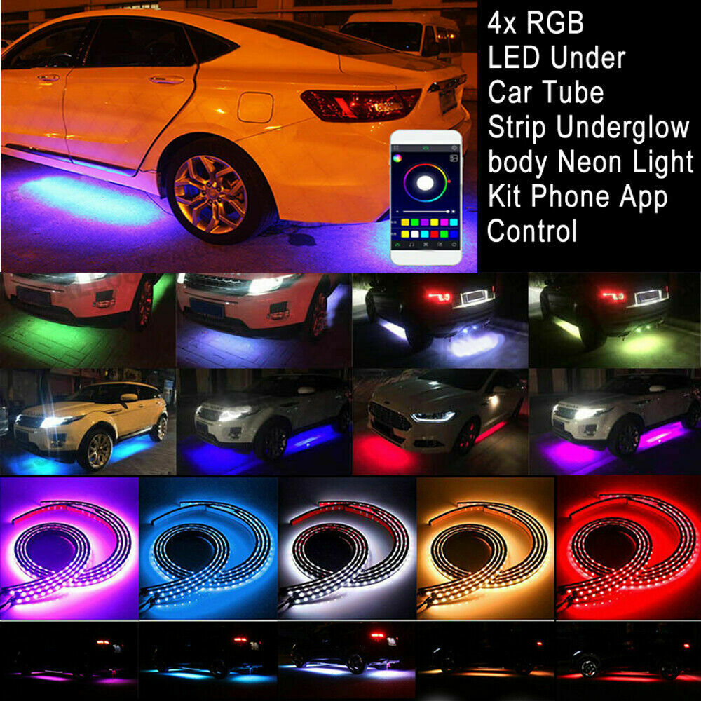 Bil Underglow Light Flexibel Strip LED Underbody Lights Fjärrkontroll APP Kontroll Bil LED Neon Light RGB Dekorativ Atmosphere Lamp