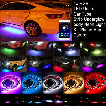 Car Underglow Light Flexible Strip LED Underbody Lights Remote APP Control Car Led Neon Light RGB Decorative Atmosphere Lamp