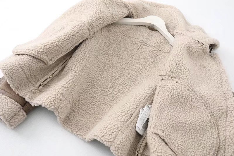 Polaire automne et hiver veste de fourrure en daim moto