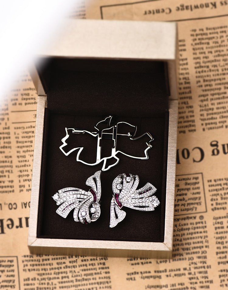 High Grade Detachable Double Clip Bow Brooch