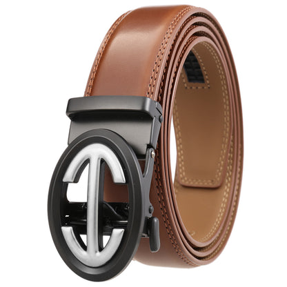 Men's Simple Two-Layer Cowhide Automatic Alloy Buckle Belt - Refined Simplicity