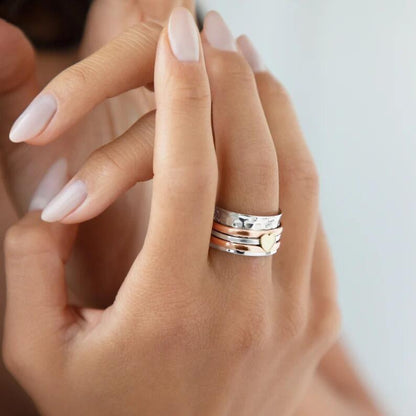 Vintage hjärtformad roterande ring fidgetringar för kvinnor anti-stress ångestring spinnerring anti-oro stress meditationssmycken presenter till flickor