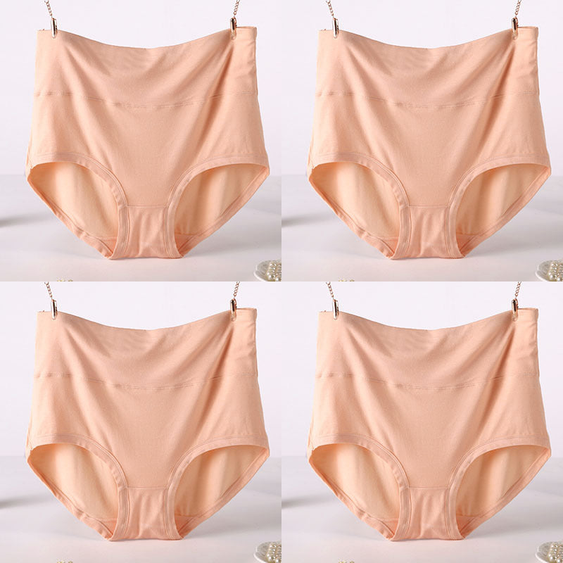 Women Underwear Soft Viscose Solid Color High Waist Panties 4pcs A Lot