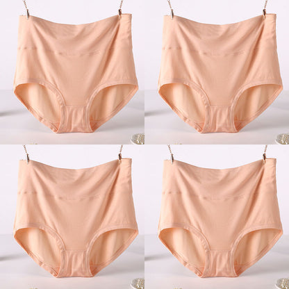 Women Underwear Soft Viscose Solid Color High Waist Panties 4pcs A Lot