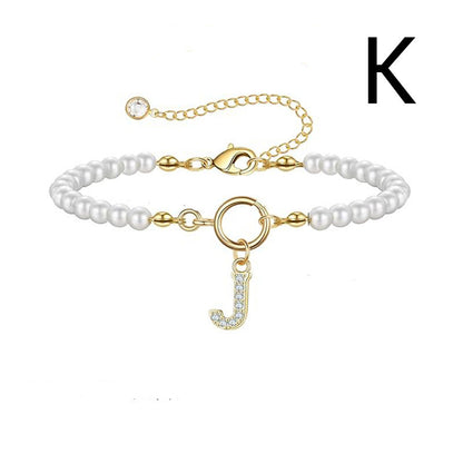2024 Nytt Mode Toggle Lock Initial Armband Kvinnor AZ Bokstav Hänge 6mm Pärlarmband För Kvinnor Smycken Gåva