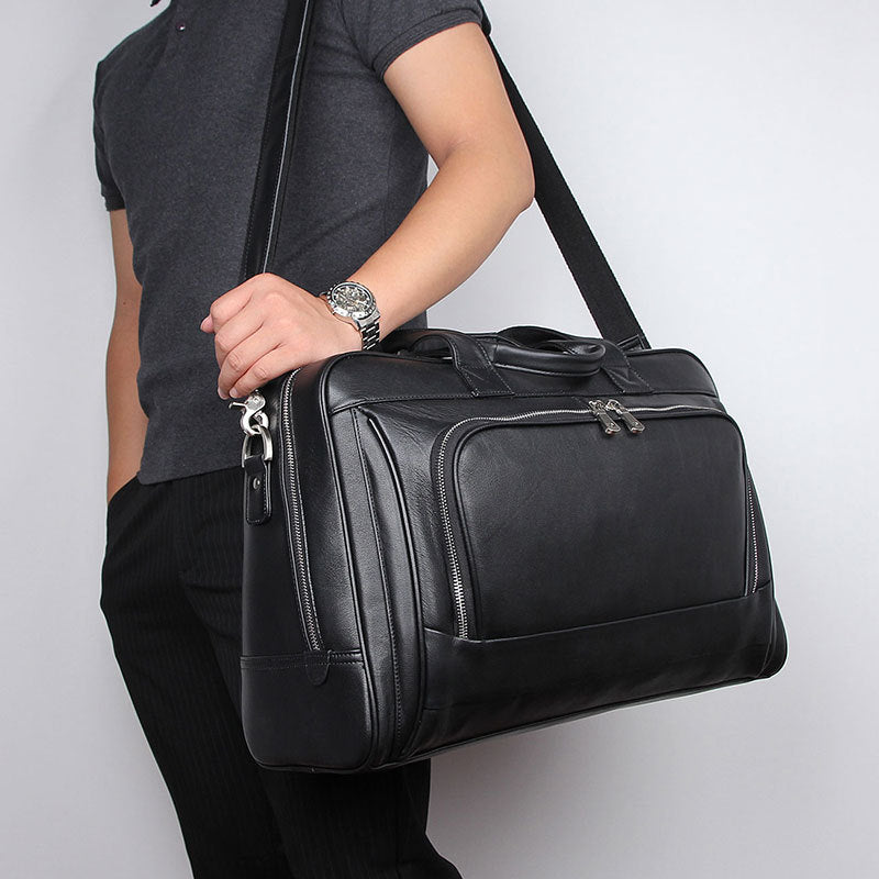 New Leather Business Briefcase First Layer Cowhide Men's Bag Nappa Leather 17 Inch Laptop Bag