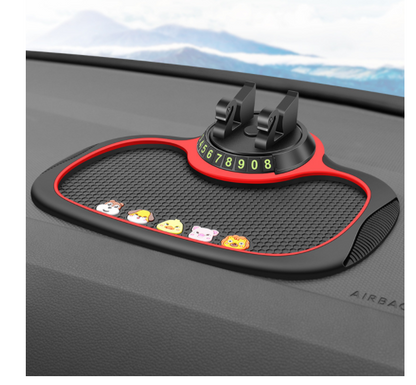 Tapis de téléphone de voiture antidérapant 4 en 1, carte de numéro de stationnement de voiture, tapis antidérapant, support de téléphone automatique, support de téléphone de tableau de bord collant Anti-glissement