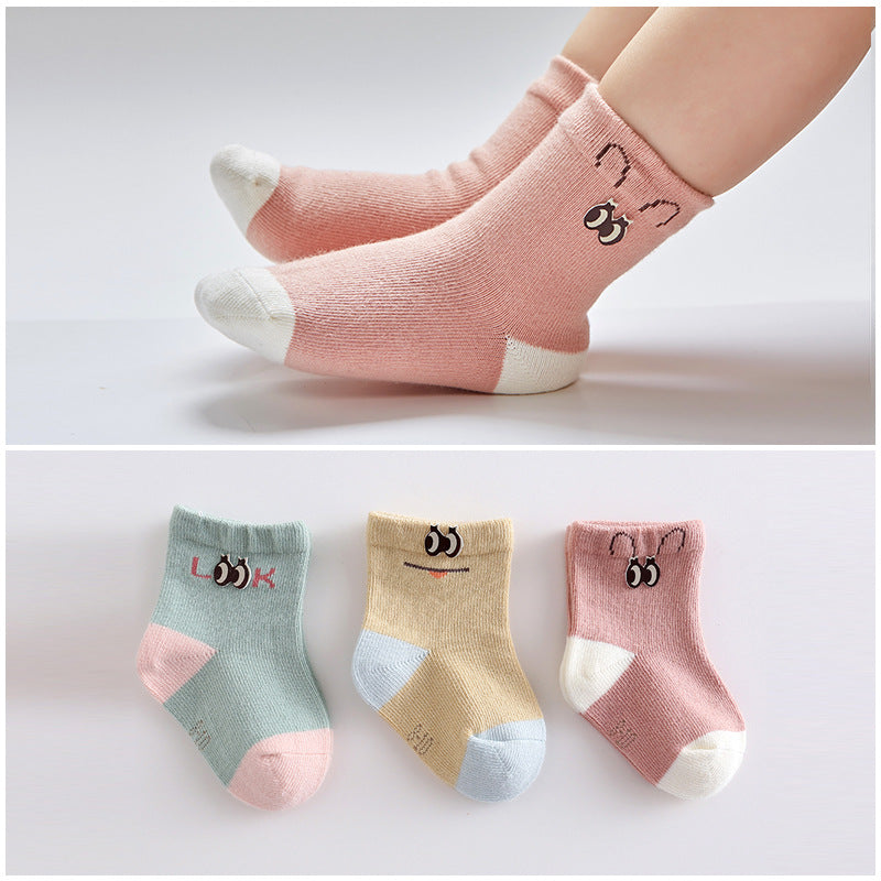 Accessoires de dessin animé, chaussettes pour bébé, chaussettes en coton désossées pour bébé