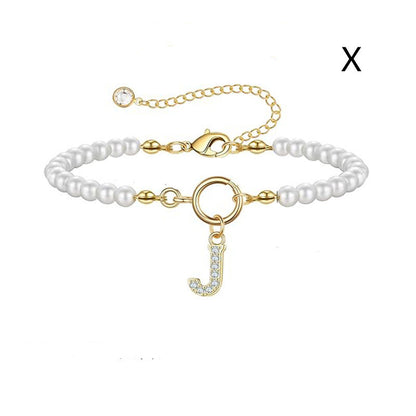 2024 Nytt Mode Toggle Lock Initial Armband Kvinnor AZ Bokstav Hänge 6mm Pärlarmband För Kvinnor Smycken Gåva