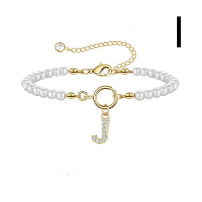 2024 Nytt Mode Toggle Lock Initial Armband Kvinnor AZ Bokstav Hänge 6mm Pärlarmband För Kvinnor Smycken Gåva
