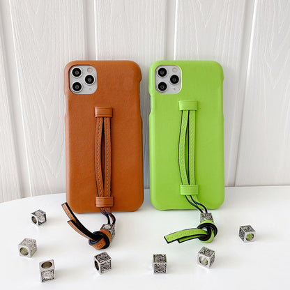 Three Bread Leather Wrist Strap Phone Case