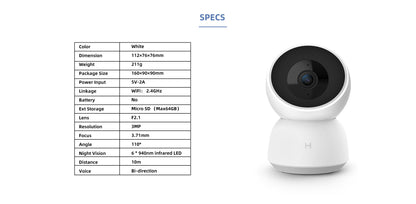 IMILAB A1 Camera 2K WiFi Camera Mi Home App Security Camera CCTV Vedio Surveillance Camera Baby Monitor Global Version