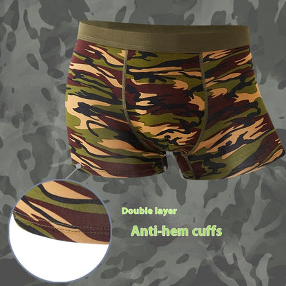 Kamouflage Herrunderkläder Modal Andningsbara Boxers Med Mellanhög Midja Mönstrade Boxers