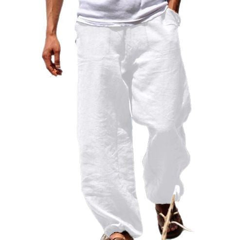 Men's Trousers Summer Drawstring Elastic Waist Beach Pants