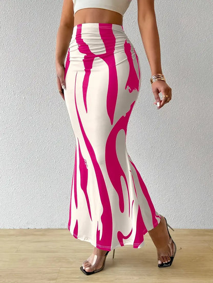 Professional European American Zebra Pattern Slimming Hip Skirt - Polyester Design (14 Colors, S-XL, Temperament Commute)