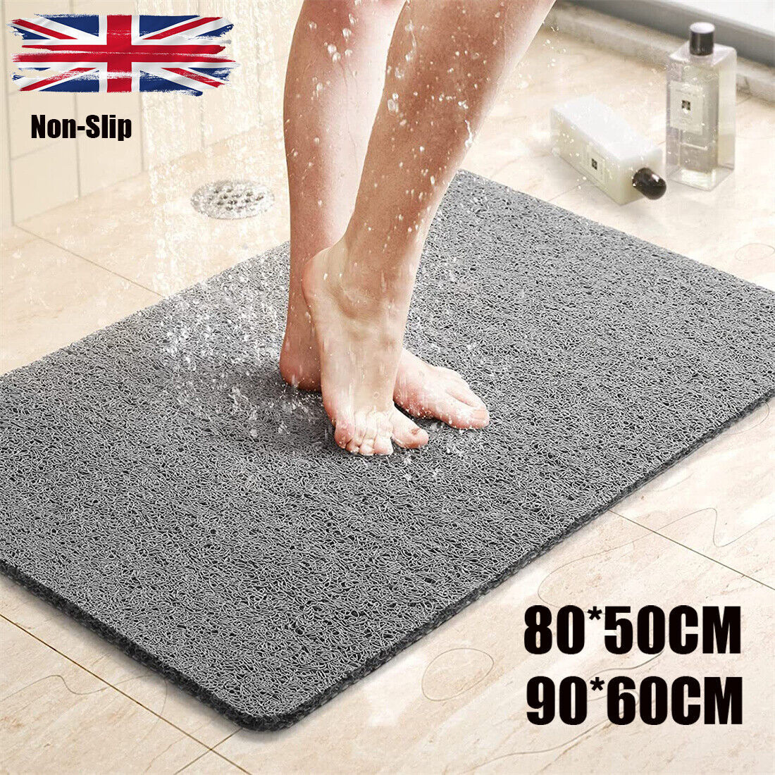 Duschmatta för invändig dusch Silk Circle Badmatta Non-Slip Anti Mold PVC BathMat-Två storlek