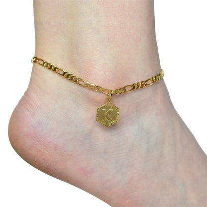 26 Alfabet Bokstav Vristband Guld Färg Foot Chain Armband 