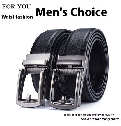 Men's Premium Two-Layer Cowhide Leather Belt Automatic Buckle - Elite Construction