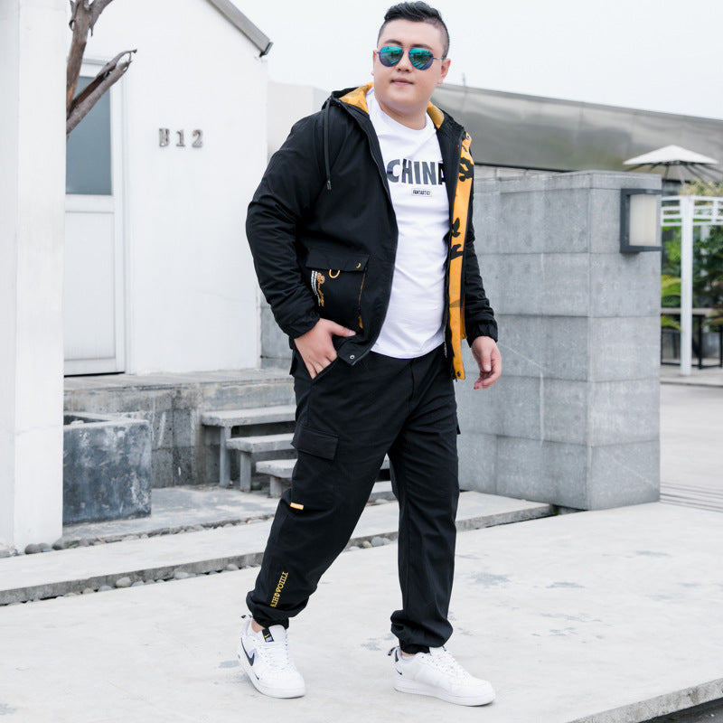 Men's Casual Jacket Workwear Pants Two-Piece Set