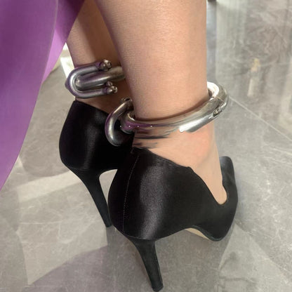 Stainless Steel Ankle Bracelet With Hanging Iron Chain