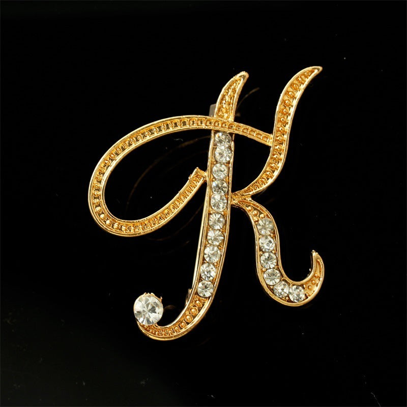 26 English Alphabet Brooches With Diamonds