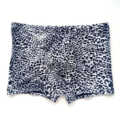 Men's Low Waist Boxer Briefs Boxers Leggings Elastic Leopard Print Sexy