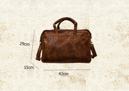 Men's Vintage First Layer Leather Travel Briefcase