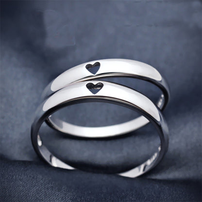 925 Silver Heart Hollow Rings för män och kvinnor par