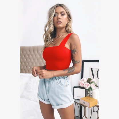 Summer New Fashion Women Crop Top Sexy Sleeveless Tank Tops T-shirt