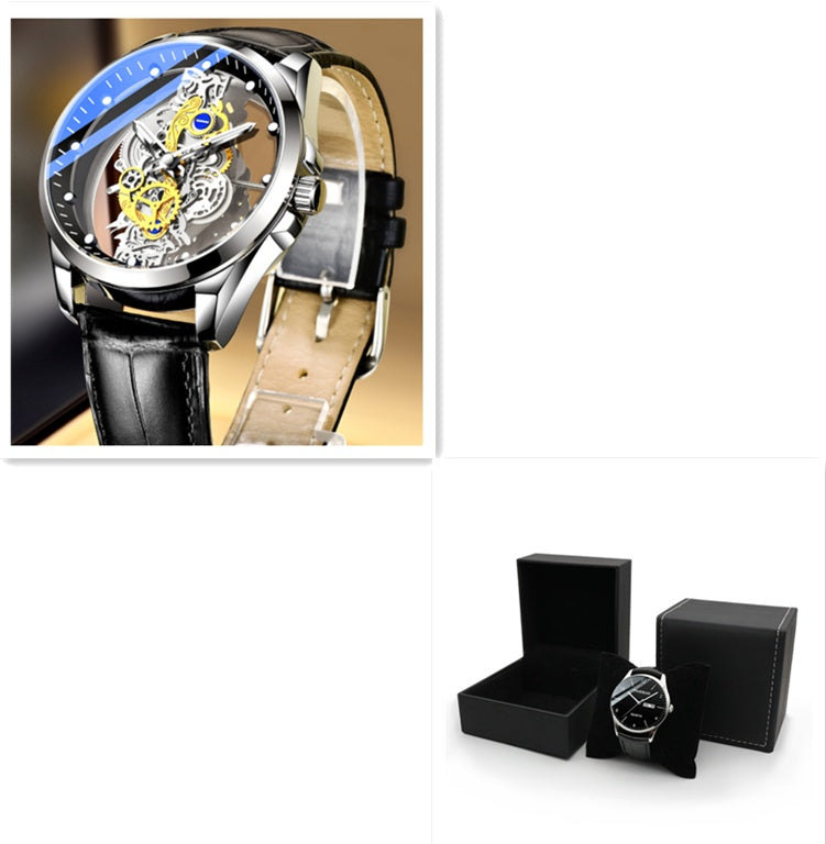 Men Watch Skeleton Automatic Quartz Watch Gold Skeleton Vintage Man Watch Mens Watches Top Brand Luxury