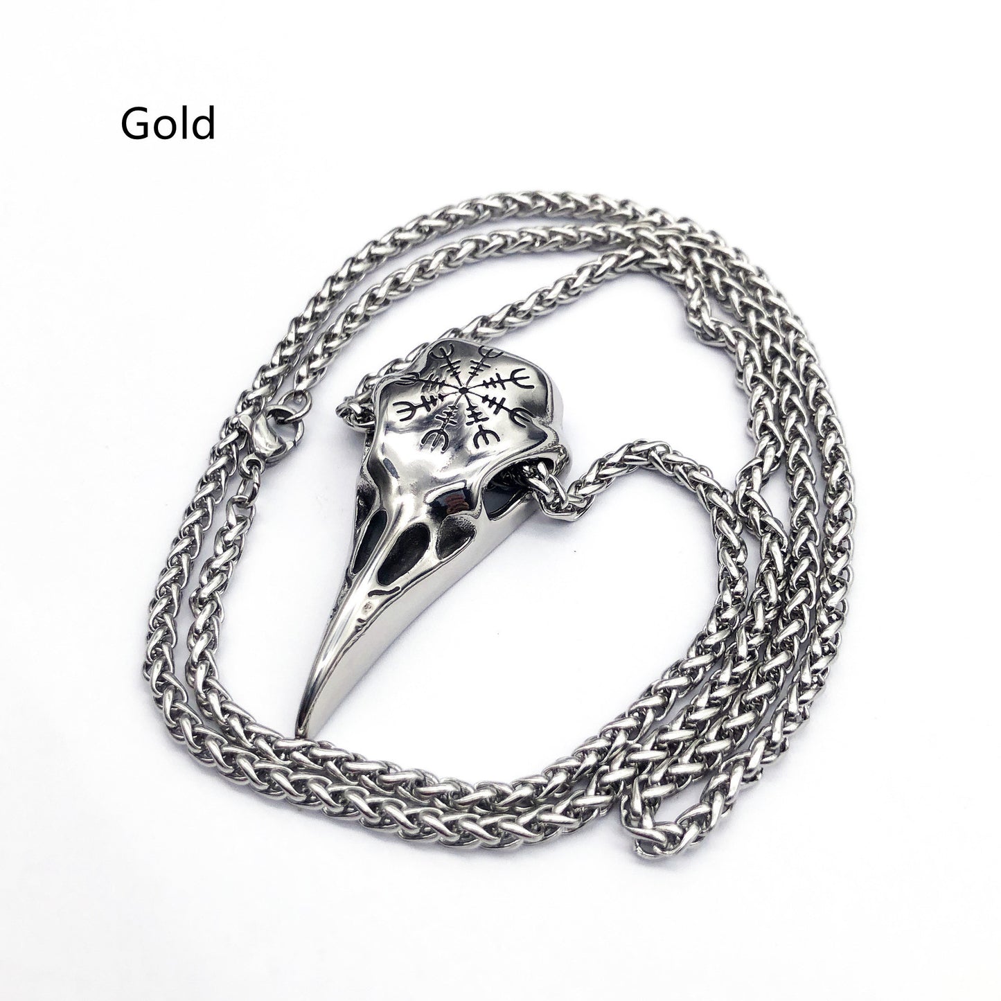 Collier avec pendentif en forme de crâne et de bec d'aigle, symbole Viking Vintage à la mode pour hommes