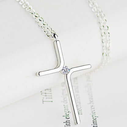 Cross Pendant New Simple Necklace Titanium Steel Plating