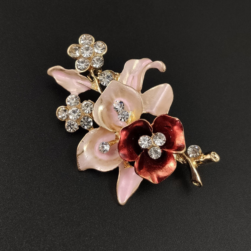 Broche de Corsage de fleur de diamant faite à la main, broche goutte à goutte d'huile, broche de collier