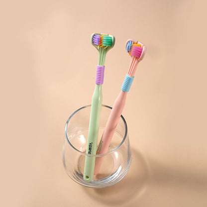 Three-sided Macaron Soft Bristle Toothbrush Care Safety Toothbrush Teeth Deep Cleaning Portable Travel