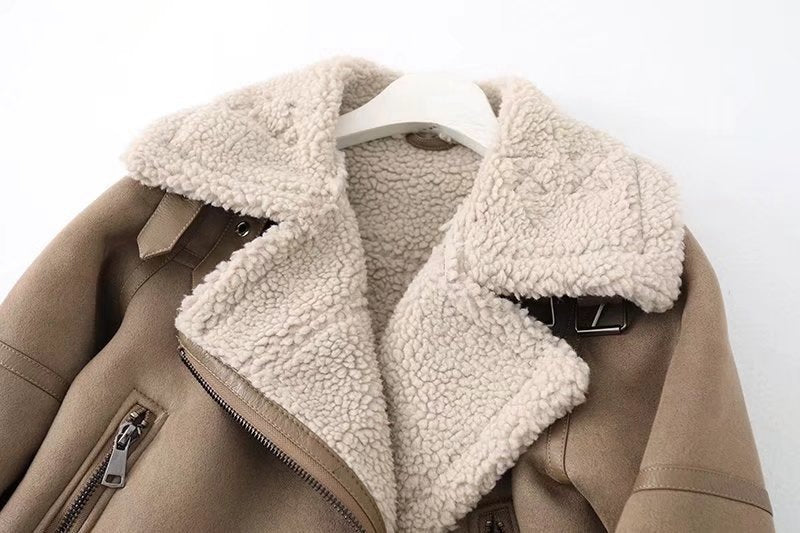 Polaire automne et hiver veste de fourrure en daim moto
