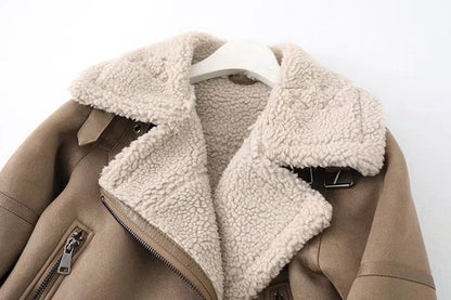 Polaire automne et hiver veste de fourrure en daim moto