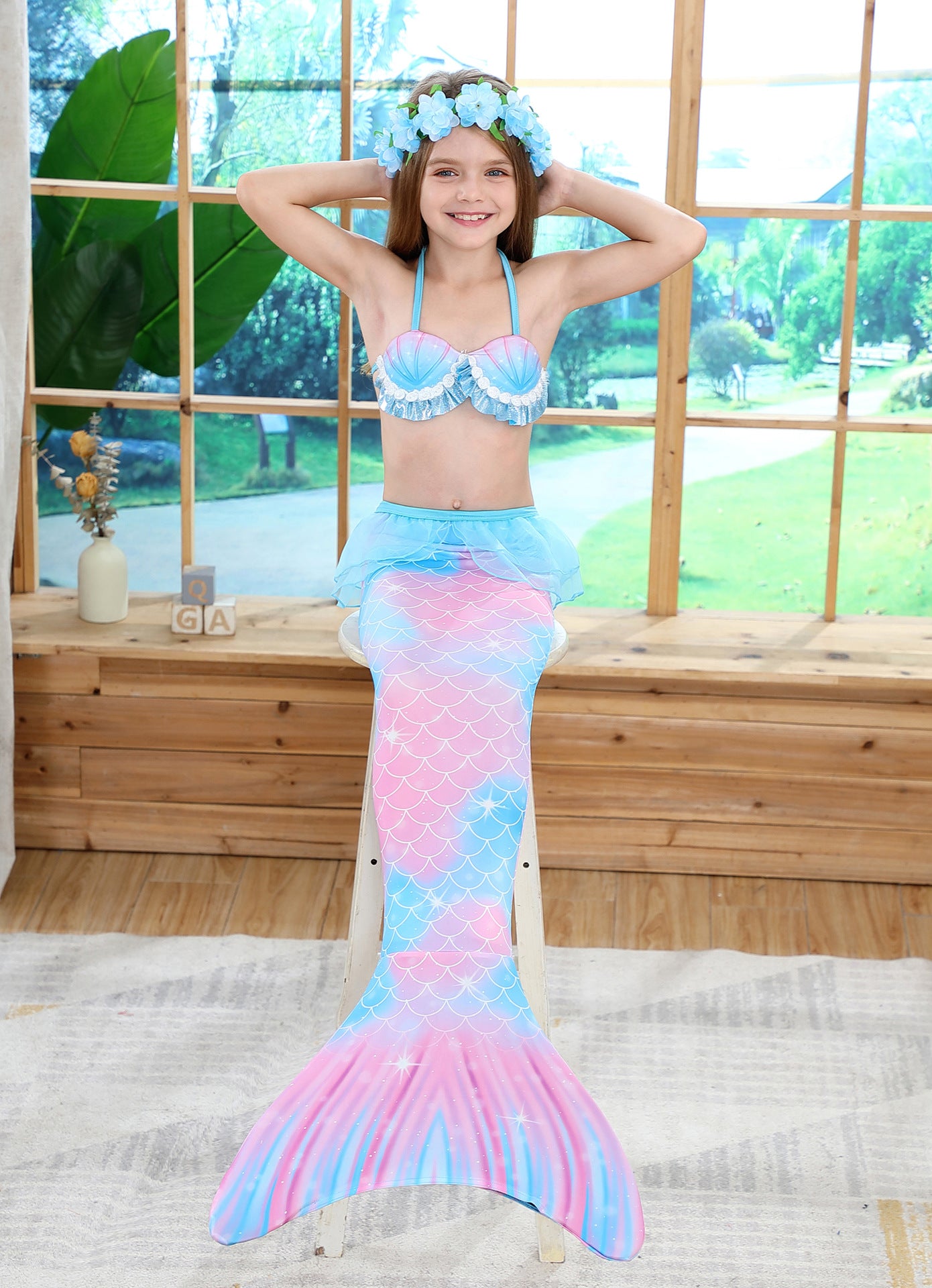 Nouveau Queue de sirène vêtements robe de princesse costume enfants Bikini fendu maillot de bain