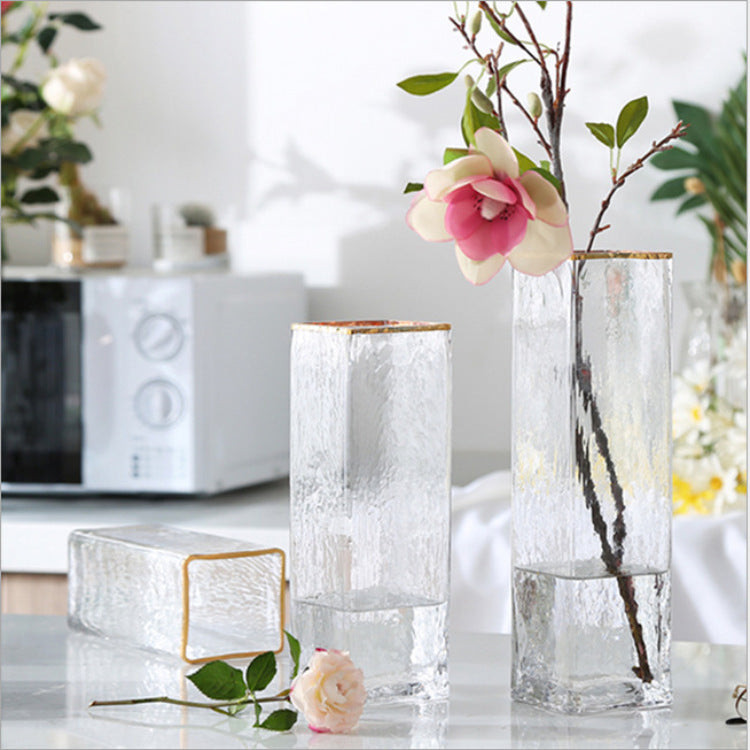 Vases en verre transparents peints en or, décoration de maison, décoration de mariage